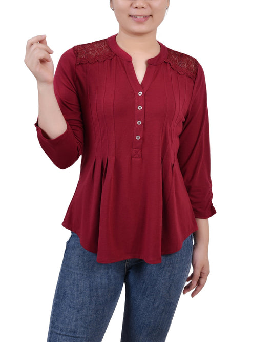 Rouched Sleeve Pintuck Top 1